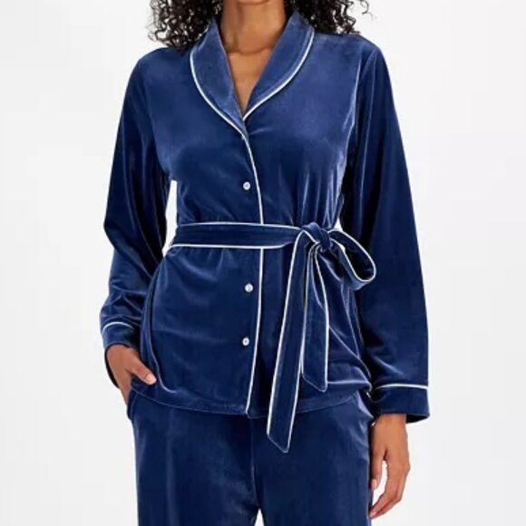 new I.N.C. International Concepts NAVY BLUE Velvet Pajama Set in Women's Size XL - Picture 2 of 5